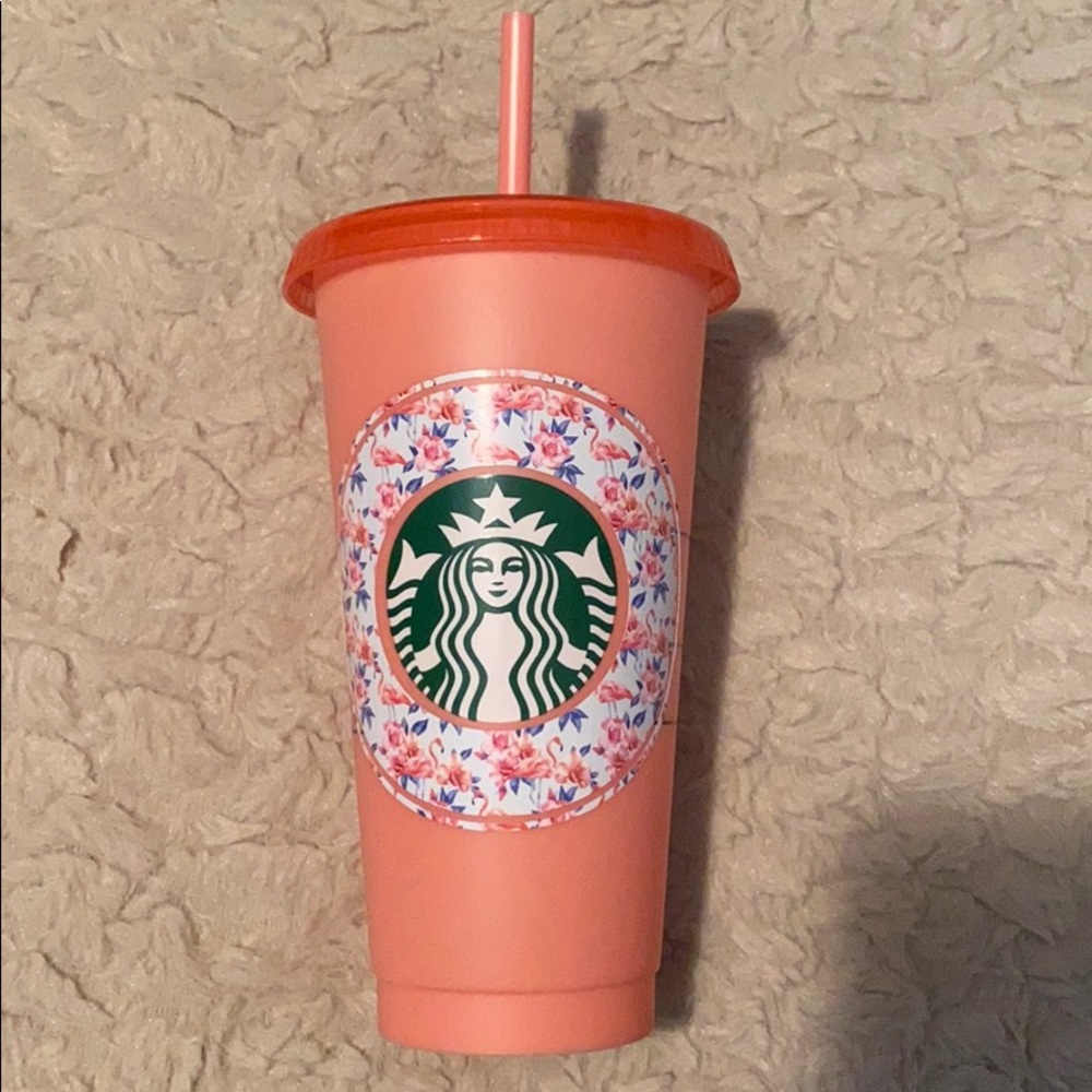 Starbucks color changing cup with floral decal